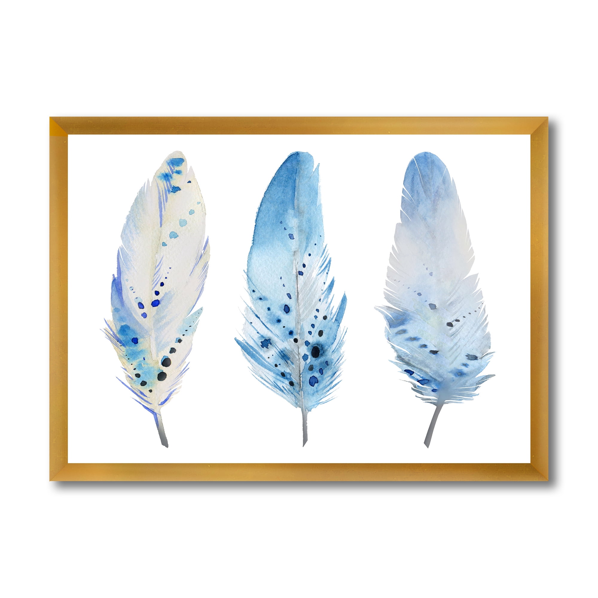 Designart 'Abstract Blue Boho Feathers II' Lake House Framed Art Print