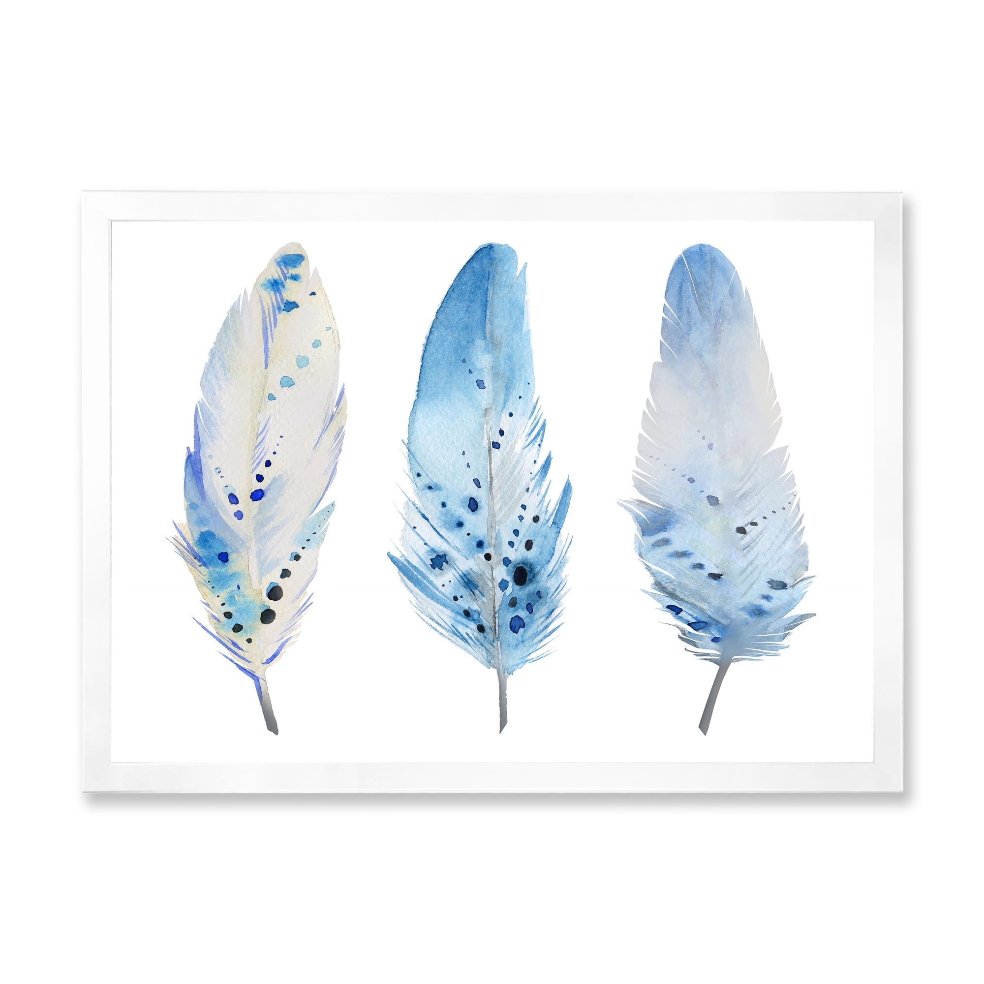 Designart 'Abstract Blue Boho Feathers II' Lake House Framed Art Print