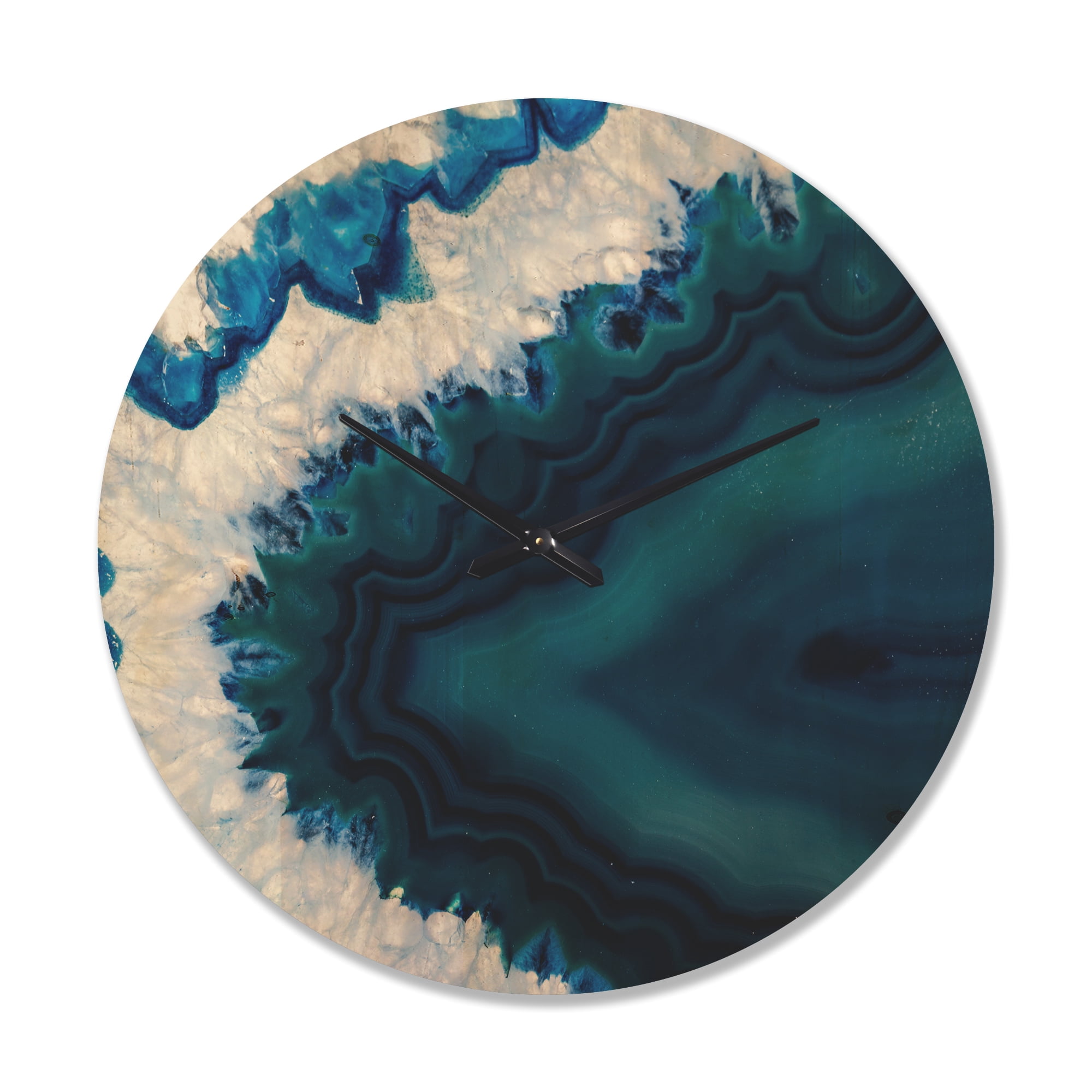 Designart 'Abstract Blue Brazilian Geode ' Modern Wood Wall Clock