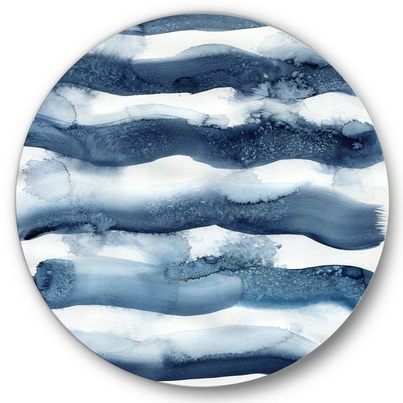 Designart 'Abstract Blue Classic Waves' Modern Circle Metal Wall Art 11x11 - Disc of 11