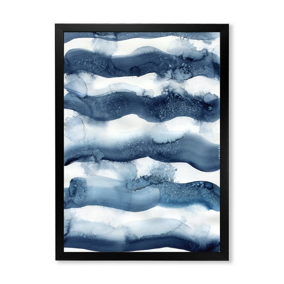 Designart 'Abstract Blue Classic Waves' Modern Framed Art Print