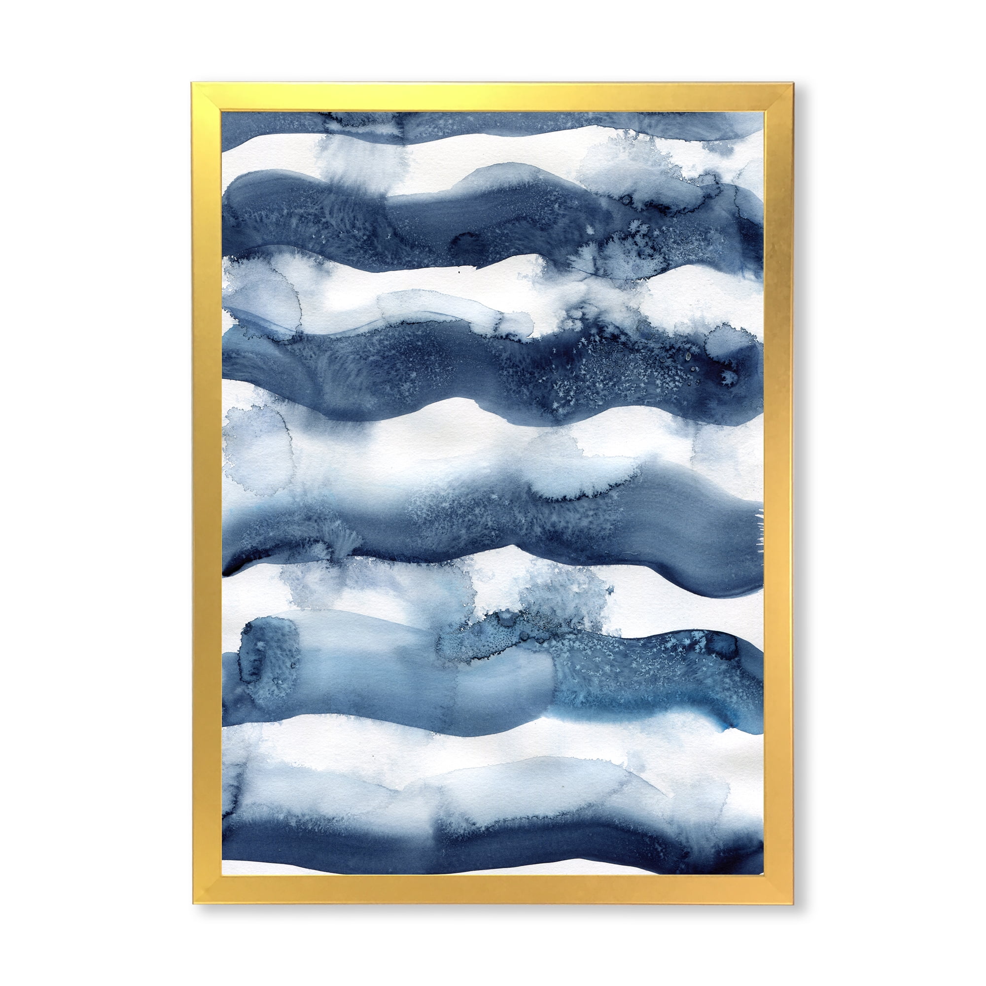 Designart 'Abstract Blue Classic Waves' Modern Framed Art Print