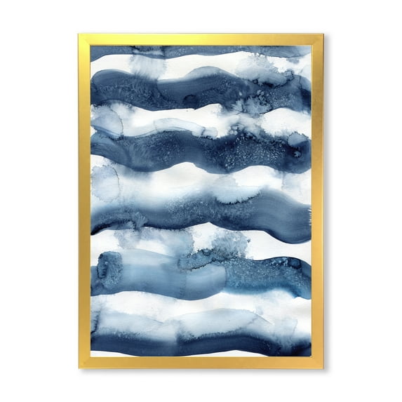 Designart 'Abstract Blue Classic Waves' Modern Framed Art Print