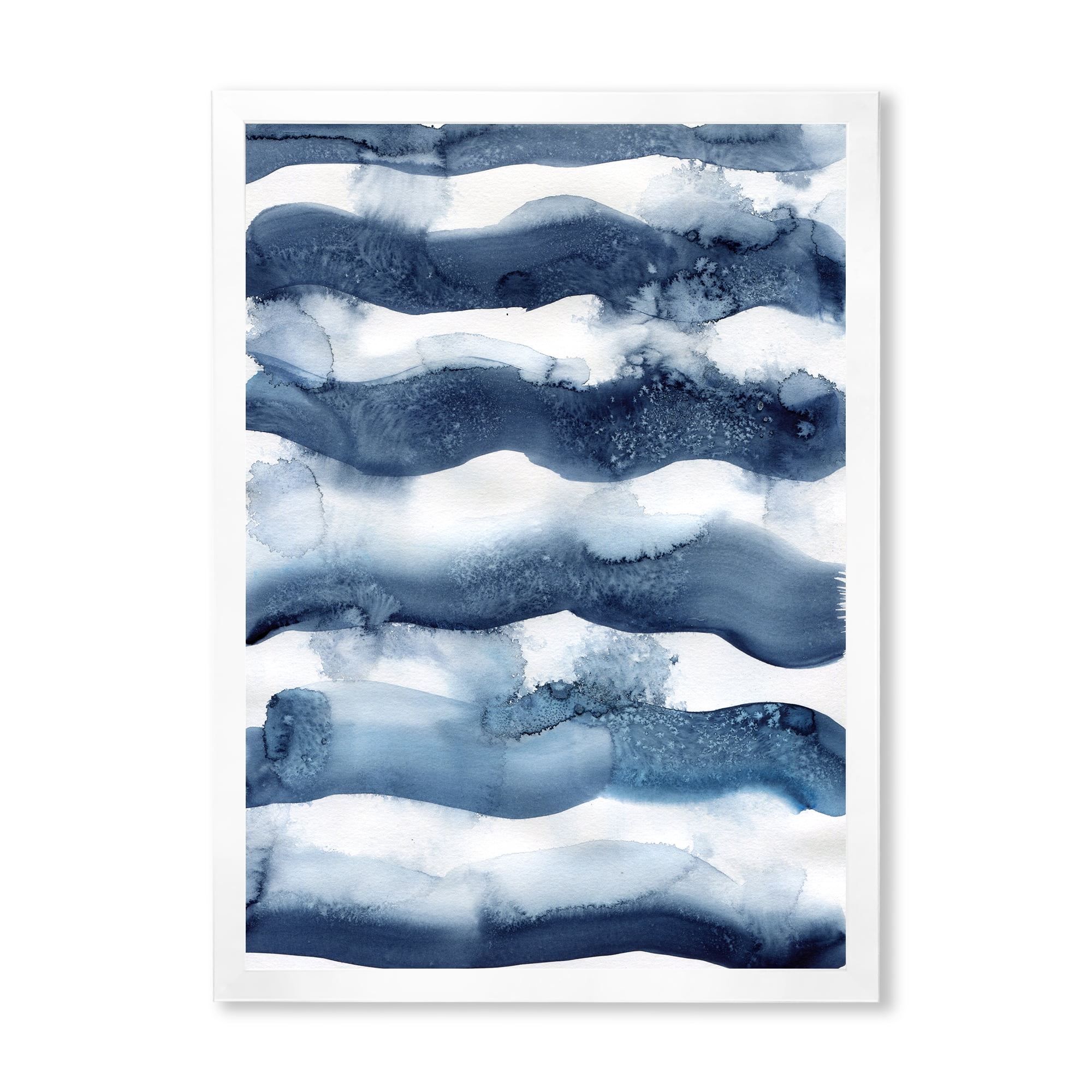 Designart 'Abstract Blue Classic Waves' Modern Framed Art Print