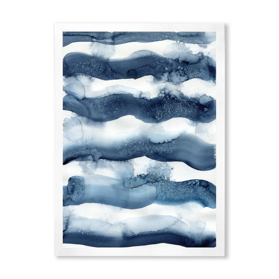Designart 'Abstract Blue Classic Waves' Modern Framed Art Print