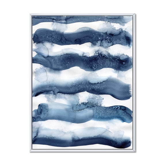 Designart 'Abstract Blue Classic Waves' Modern Framed Canvas Wall Art Print