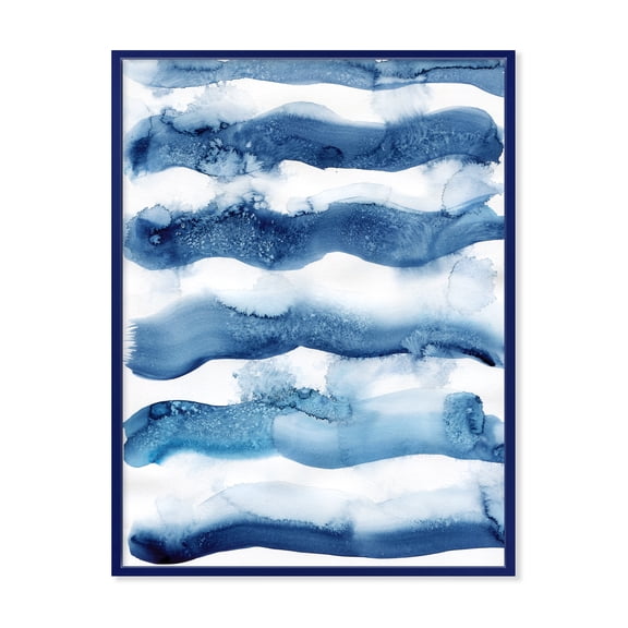 Designart 'Abstract Blue Classic Waves' Modern Framed Canvas Wall Art Print