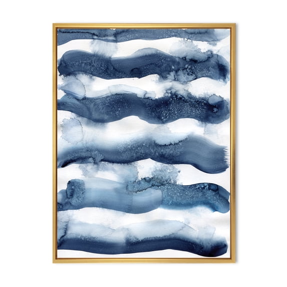 Designart 'Abstract Blue Classic Waves' Modern Framed Canvas Wall Art Print