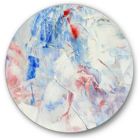 Designart 'Abstract Blue Composition' Modern Circle Metal Wall Art 36x36 - Disc of 36