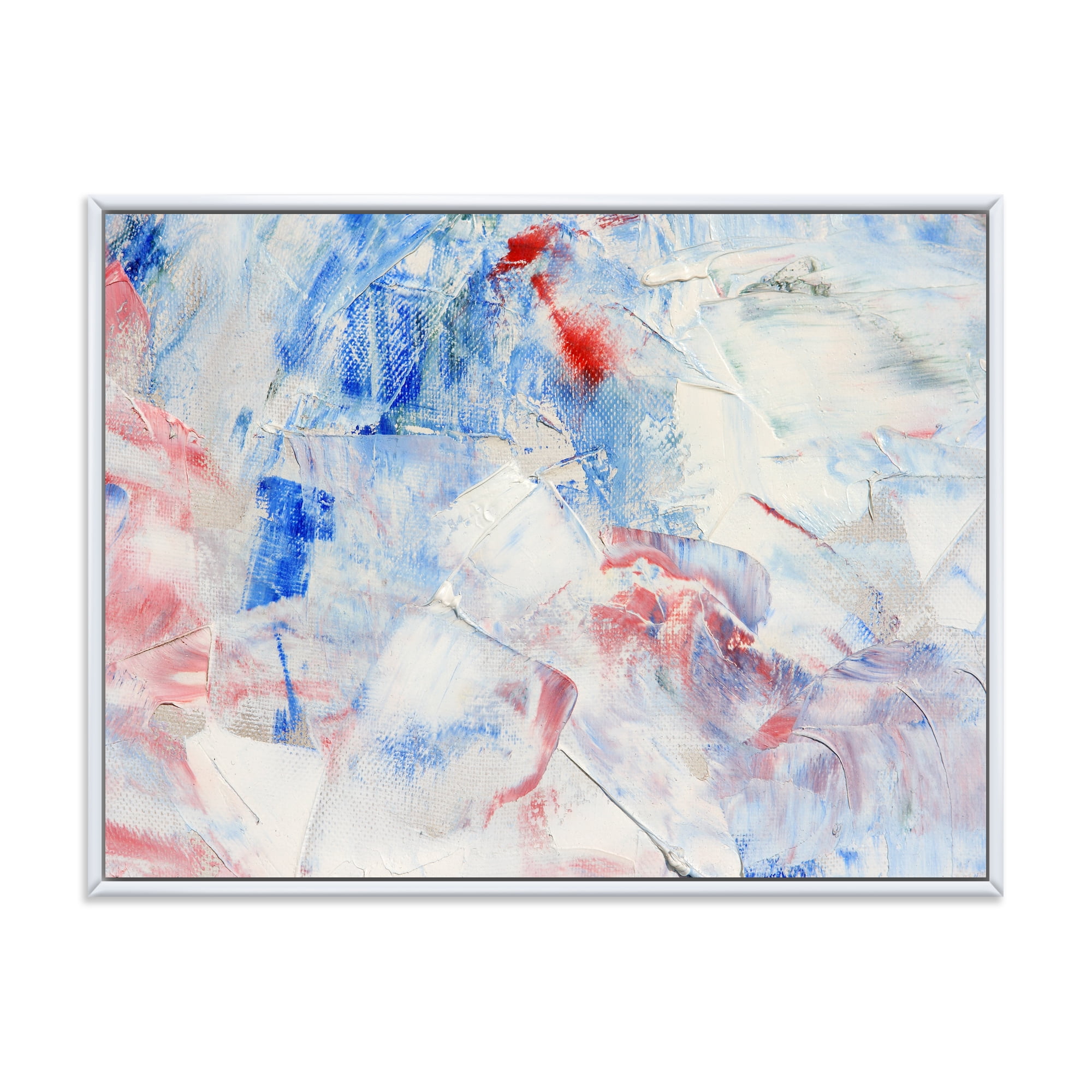 Designart 'Abstract Blue Composition' Modern Framed Canvas Wall Art Print