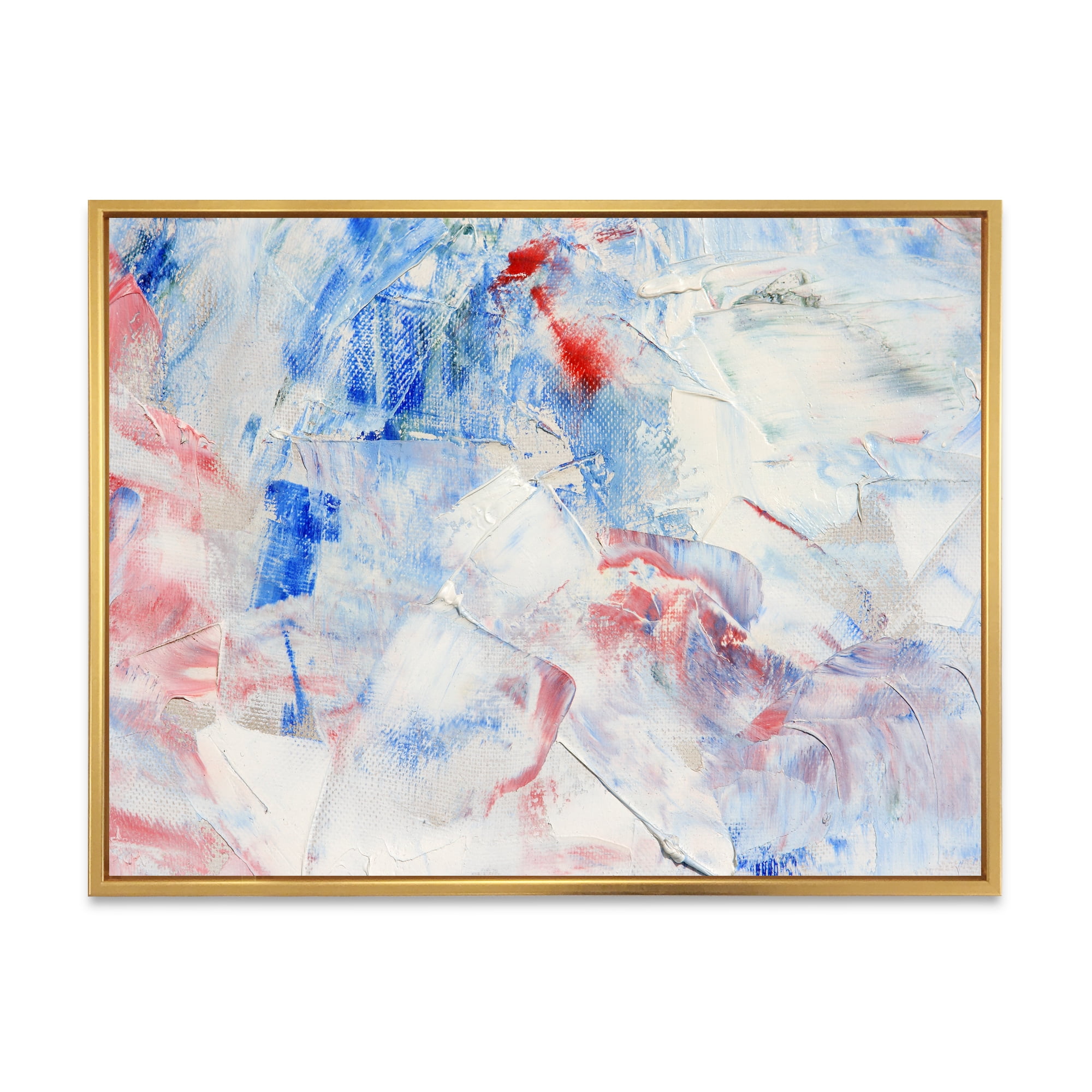 Designart 'Abstract Blue Composition' Modern Framed Canvas Wall Art Print