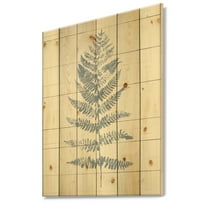 Designart 'Abstract Blue Fern on wood II' Cabin & Lodge Print on Natural Pine Wood