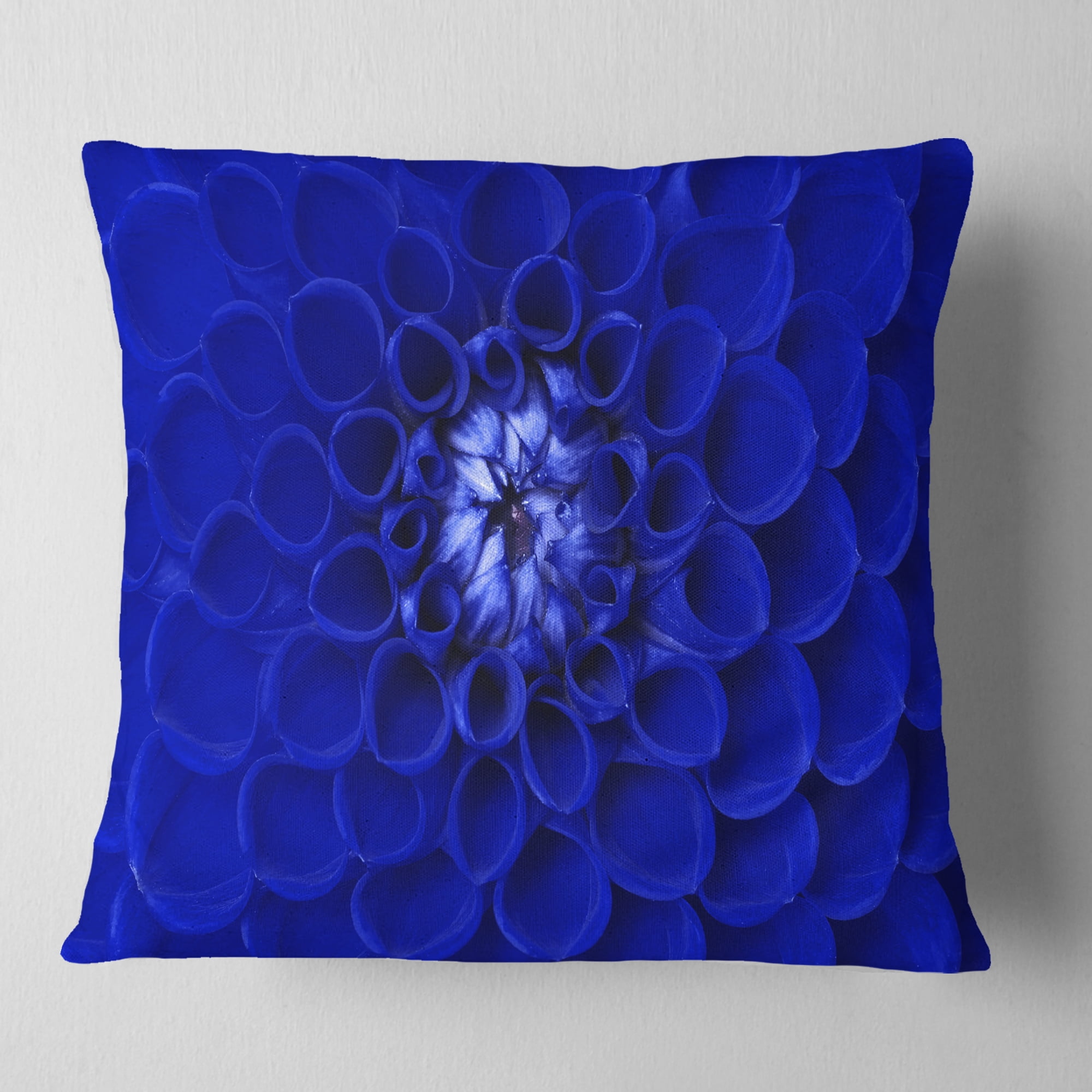 Designart Abstract Blue Flower Design - Floral Throw Pillow - 18x18