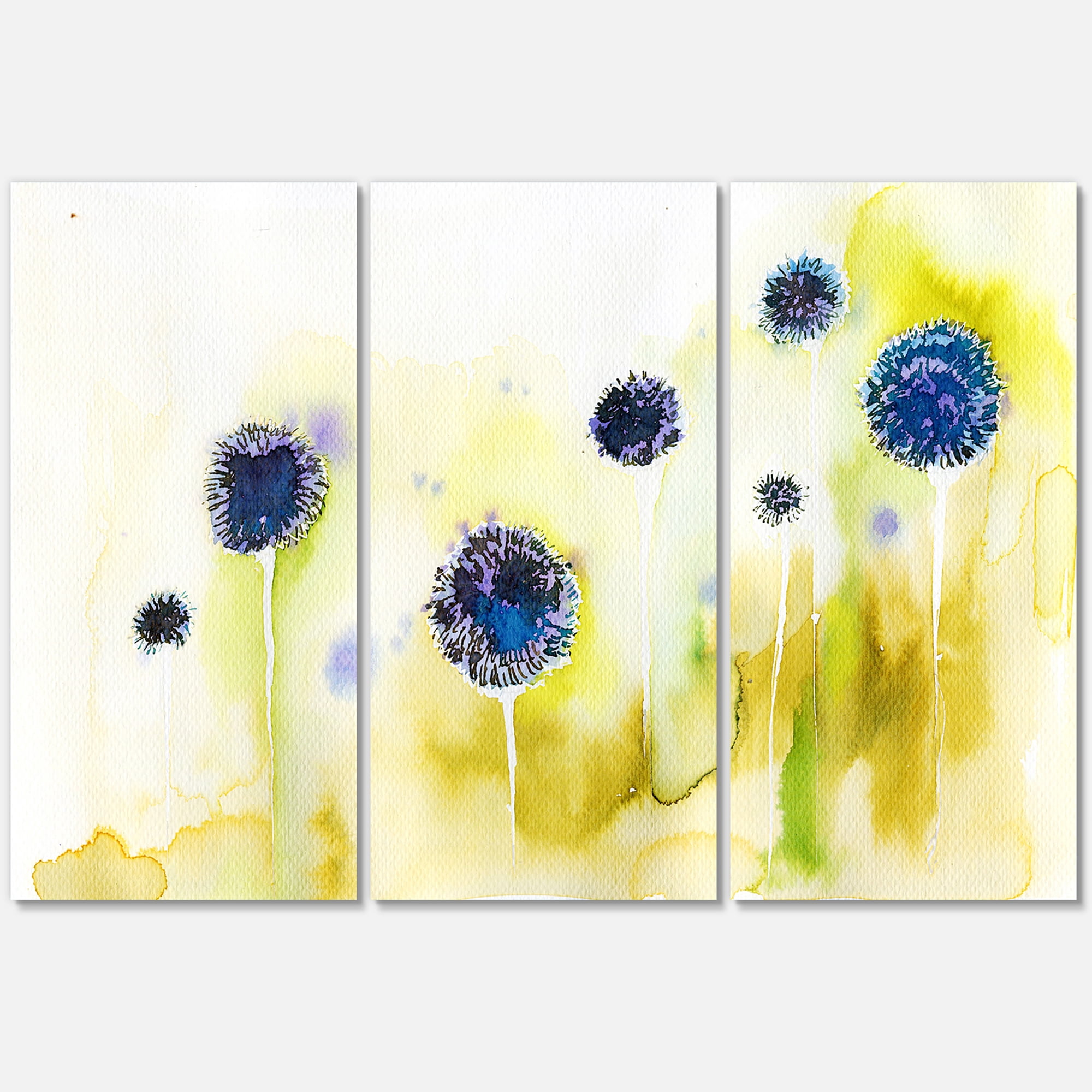 Designart ' Abstract Blue Flowers In The Meadow ' Traditional Canvas Wall Art Print