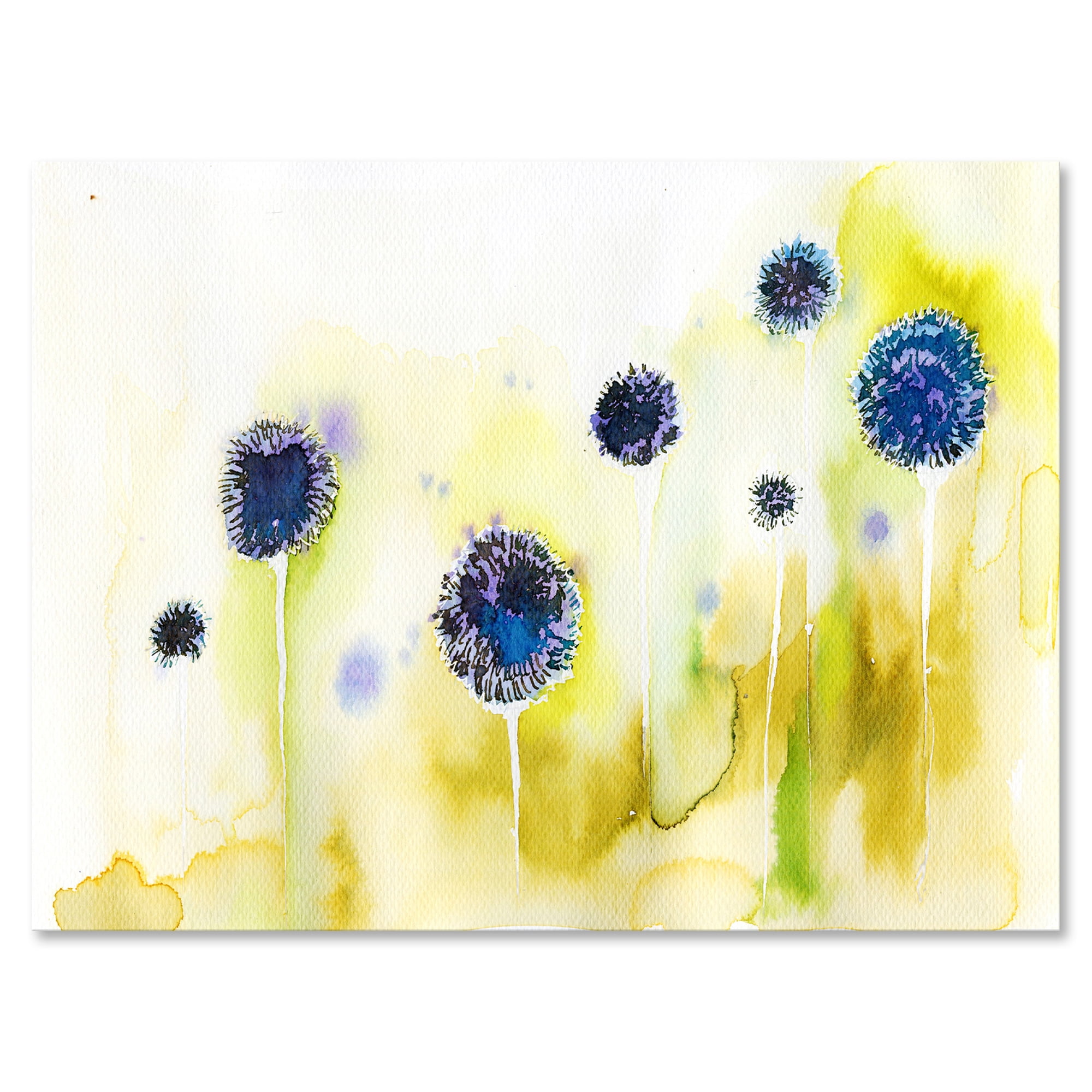 Designart ' Abstract Blue Flowers In The Meadow ' Traditional Canvas Wall Art Print