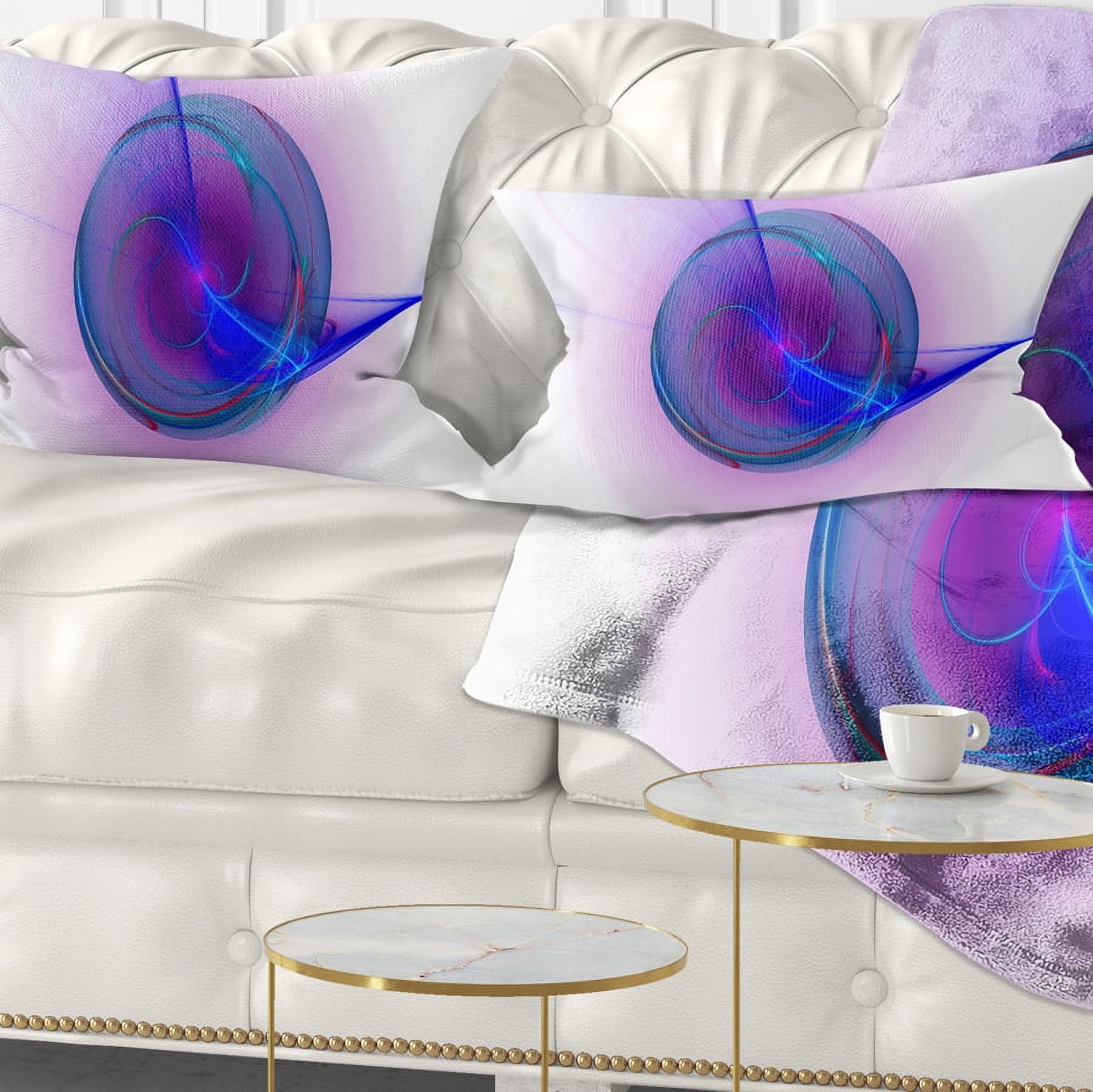 Designart Abstract Blue Fractal Design - Abstract Throw Pillow - 12x20
