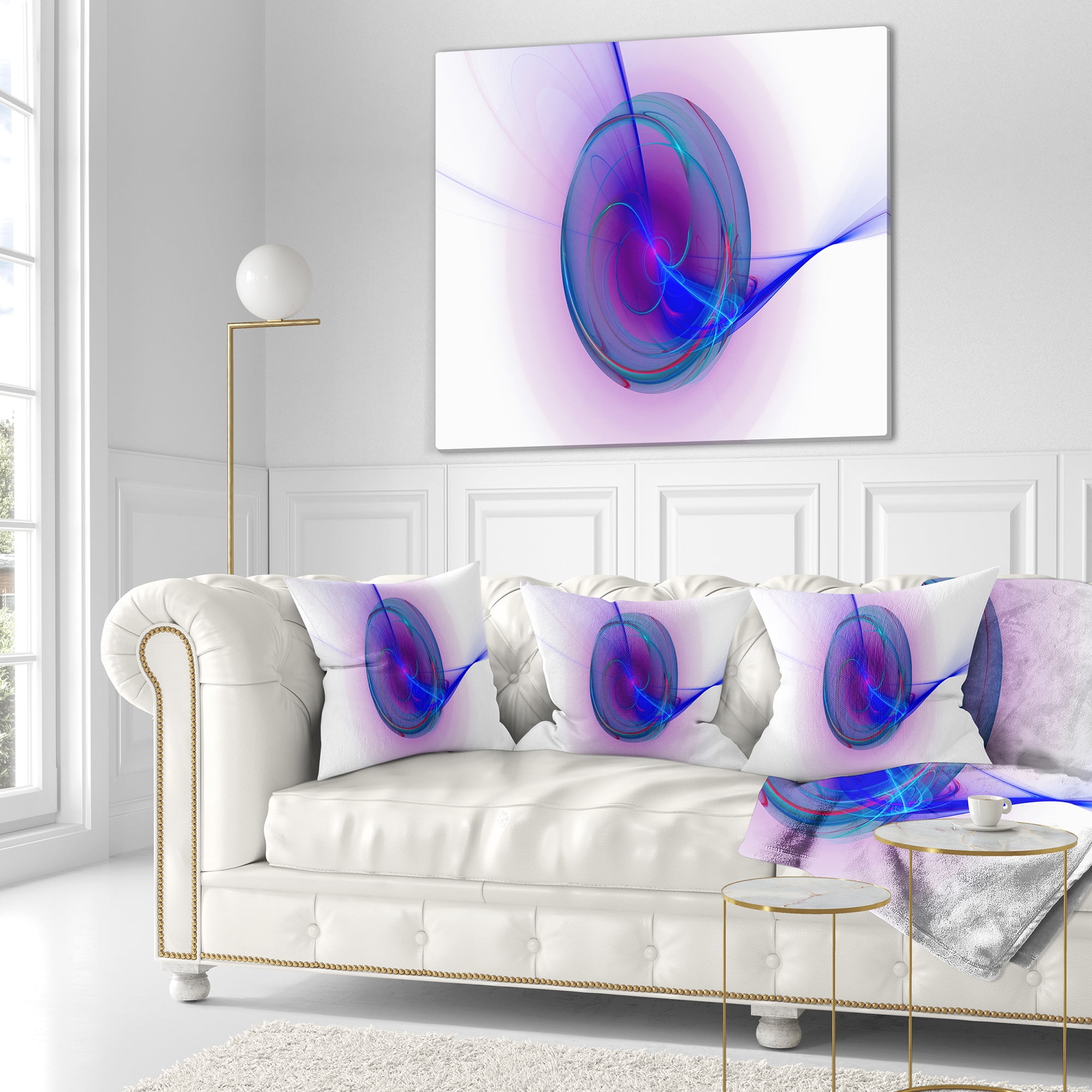 Designart Abstract Blue Fractal Design - Abstract Throw Pillow - 18x18