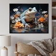 thumbnail image 1 of Designart "Abstract Blue Frog Impression I" Frogs & Toads Floater Framed Wall Art Living Room, 1 of 5