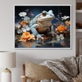 thumbnail image 1 of Designart "Abstract Blue Frog Impression I" Frogs & Toads Floater Framed Wall Art Living Room, 1 of 5