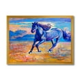thumbnail image 1 of Designart 'Abstract Blue Horse Galoping Over The Prairie' Farmhouse Framed Art Print, 1 of 4