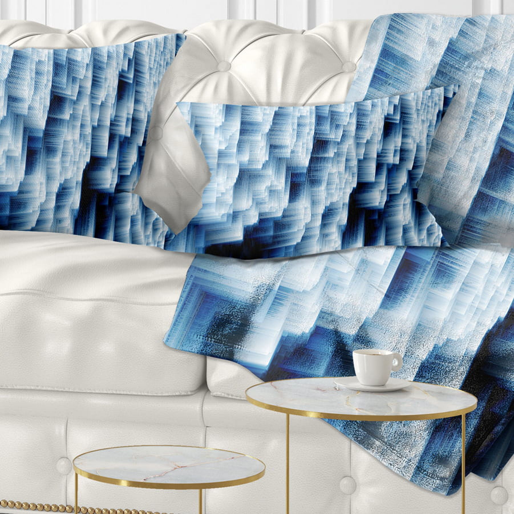 Designart Abstract Blue Ice - Photography Throw Pillow - 12x20