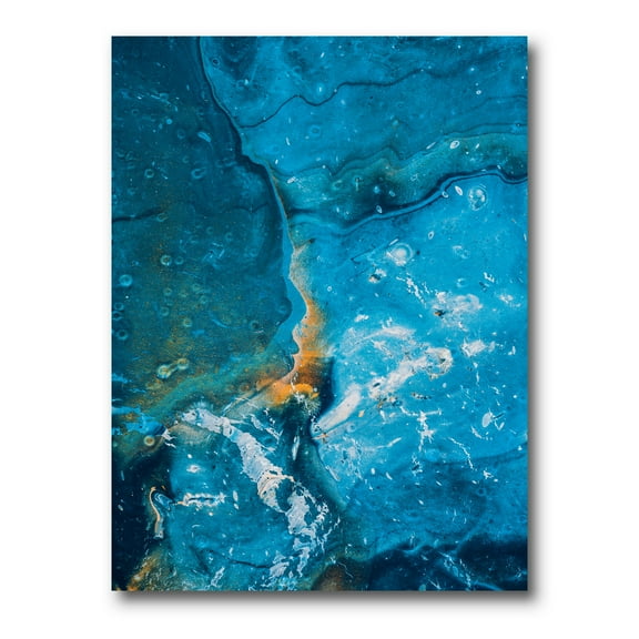 Designart ' Abstract Blue Marble Composition I ' Modern Canvas Wall Art Print