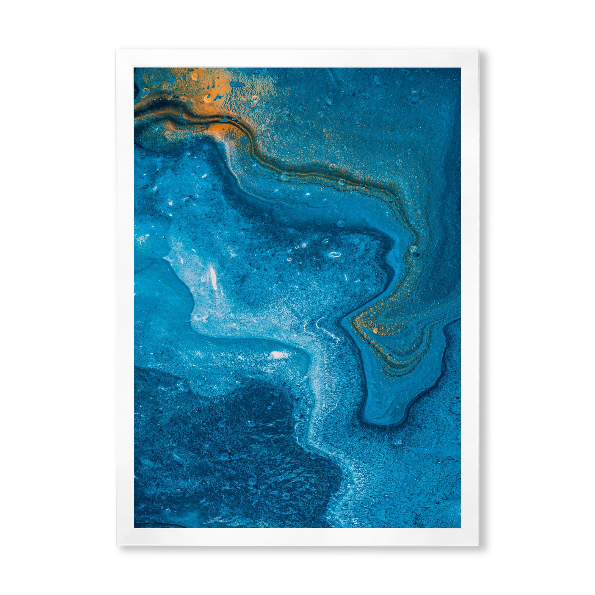 Designart 'Abstract Blue Marble Composition II' Modern Framed Art Print