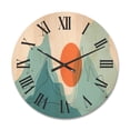 thumbnail image 1 of Designart 'Abstract Blue Mountains With Red Moon I' Modern Wood Wall Clock, 1 of 5