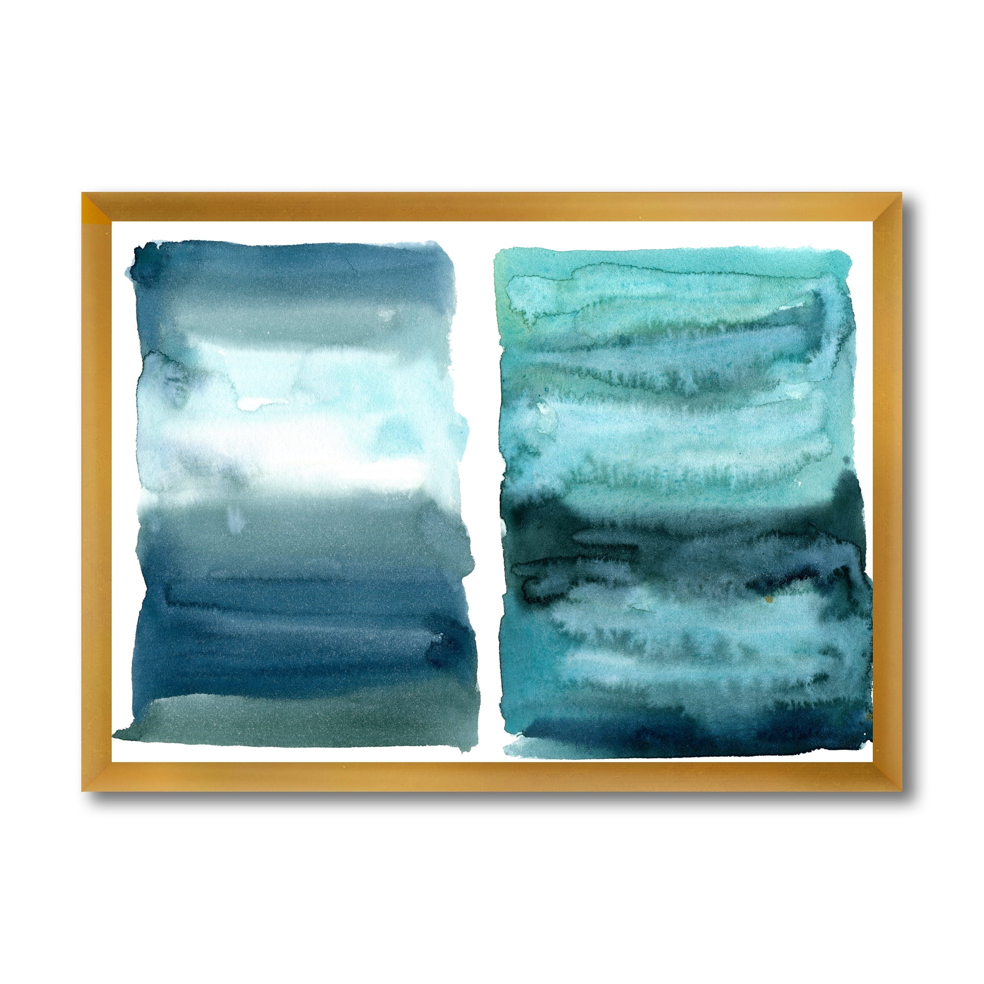 Designart 'Abstract Blue Ocean Aquatic Impression II' Modern Framed Art Print