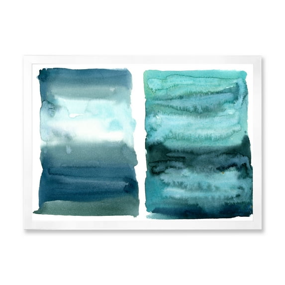 Designart 'Abstract Blue Ocean Aquatic Impression II' Modern Framed Art Print