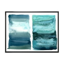 Designart 'Abstract Blue Ocean Aquatic Impression II' Modern Framed Canvas Wall Art Print