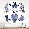 thumbnail image 1 of Designart 'Abstract Blue Set Of Plant Leaves' Traditional Wall Clock, 1 of 5