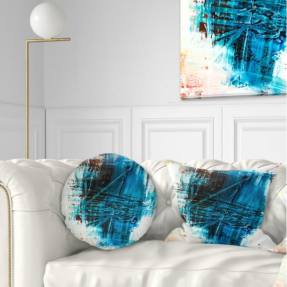 Designart Abstract Blue Structure Art - Abstract Throw Pillow - 12x20