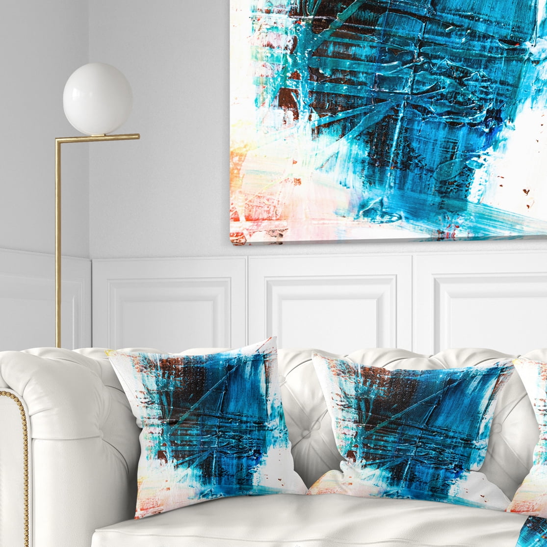 Designart Abstract Blue Structure Art - Abstract Throw Pillow - 16x16