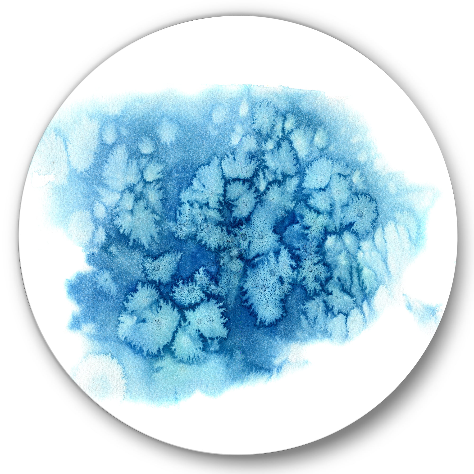 Designart 'Abstract Blue Turquoise Cloud' Modern Circle Metal Wall Art 23x23 - Disc of 23