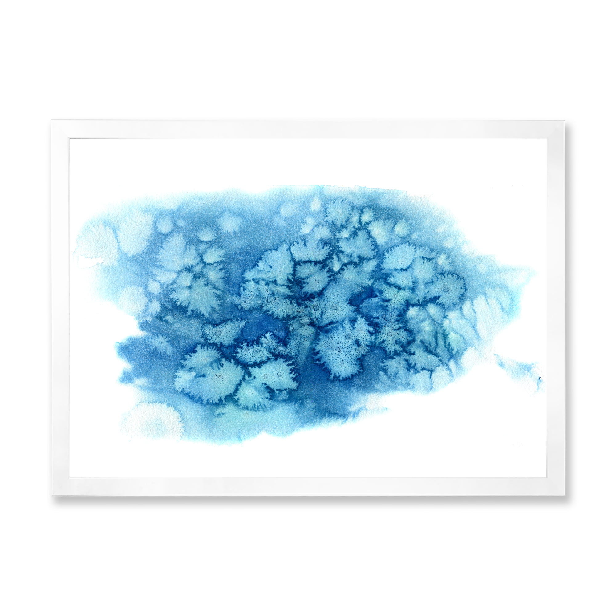 Designart 'Abstract Blue Turquoise Cloud' Modern Framed Art Print