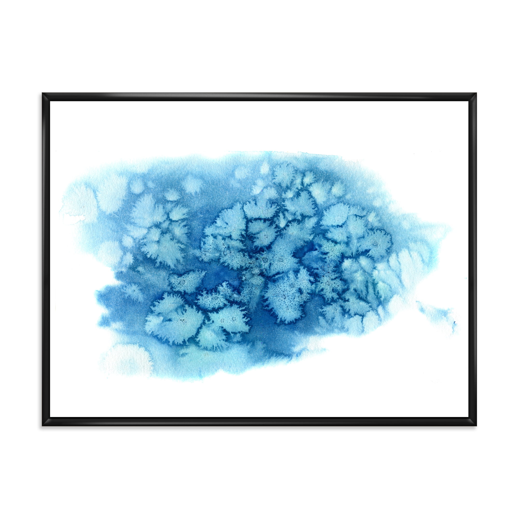 Designart 'Abstract Blue Turquoise Cloud' Modern Framed Canvas Wall Art Print