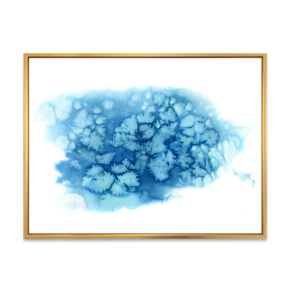 Designart 'Abstract Blue Turquoise Cloud' Modern Framed Canvas Wall Art Print