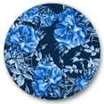thumbnail image 1 of Designart 'Abstract Blue Wildflowers' Modern Circle Metal Wall Art 29x29 - Disc of 29, 1 of 5