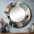 thumbnail image 1 of Designart "Abstract Bohemia Orange And Green I" Boho Feather Rund Mirror For Wall Decor - Large Orange Round Print Mirror - Round Traditional Mirror - Wall Mounted Round Large Mirror - 29" x 29", 1 of 6
