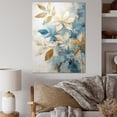 thumbnail image 1 of Designart "Abstract Botanical In Gold And Blue" Abstract Botanicals Wall Art Prints, 1 of 7