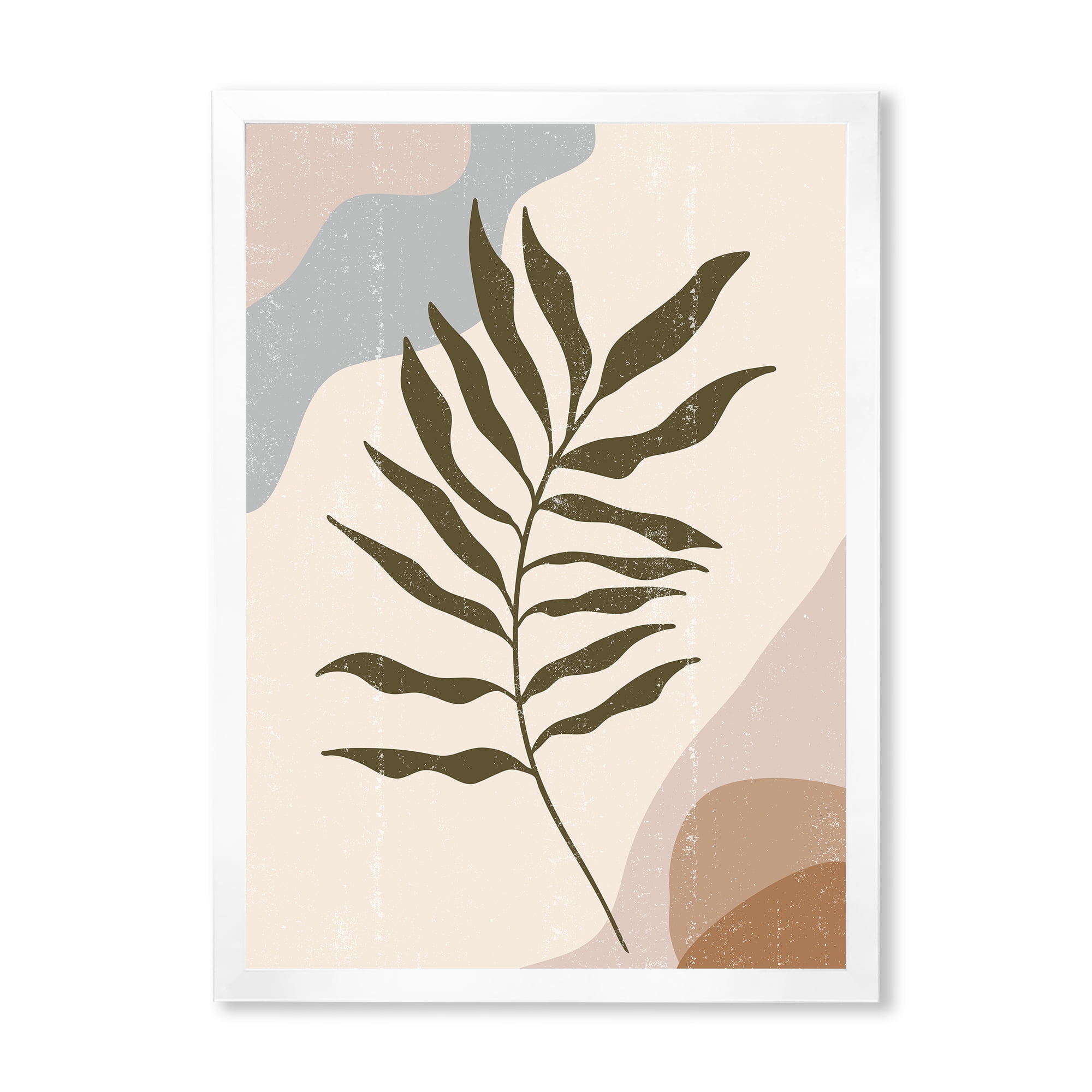 Designart 'Abstract Botanical Minimalist Leaf In Earth Tones I' Modern Framed Art Print