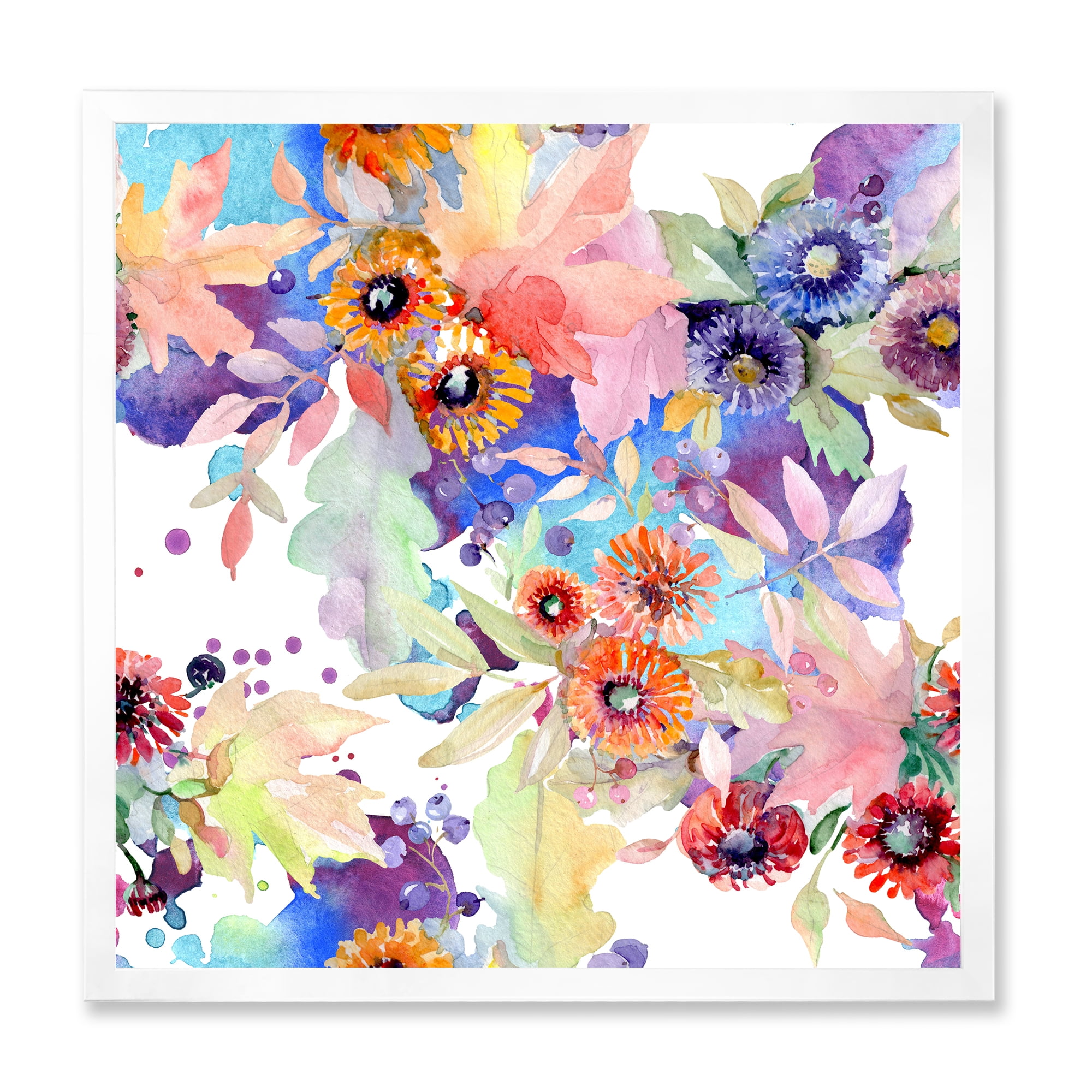 Designart 'Abstract Bouquet Floral Botanical Flowers' Modern Framed Art Print