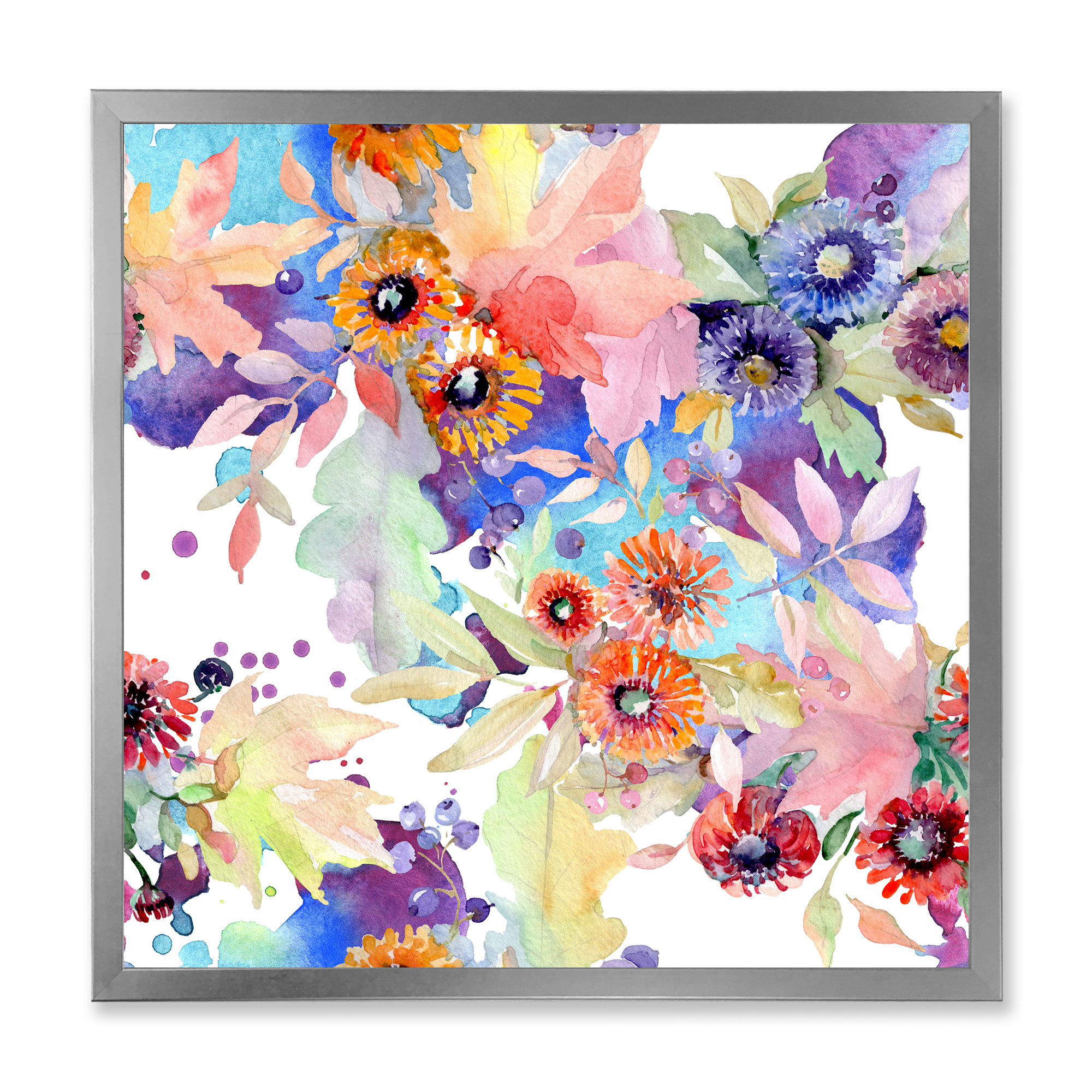 Designart 'Abstract Bouquet Floral Botanical Flowers' Modern Framed Art Print