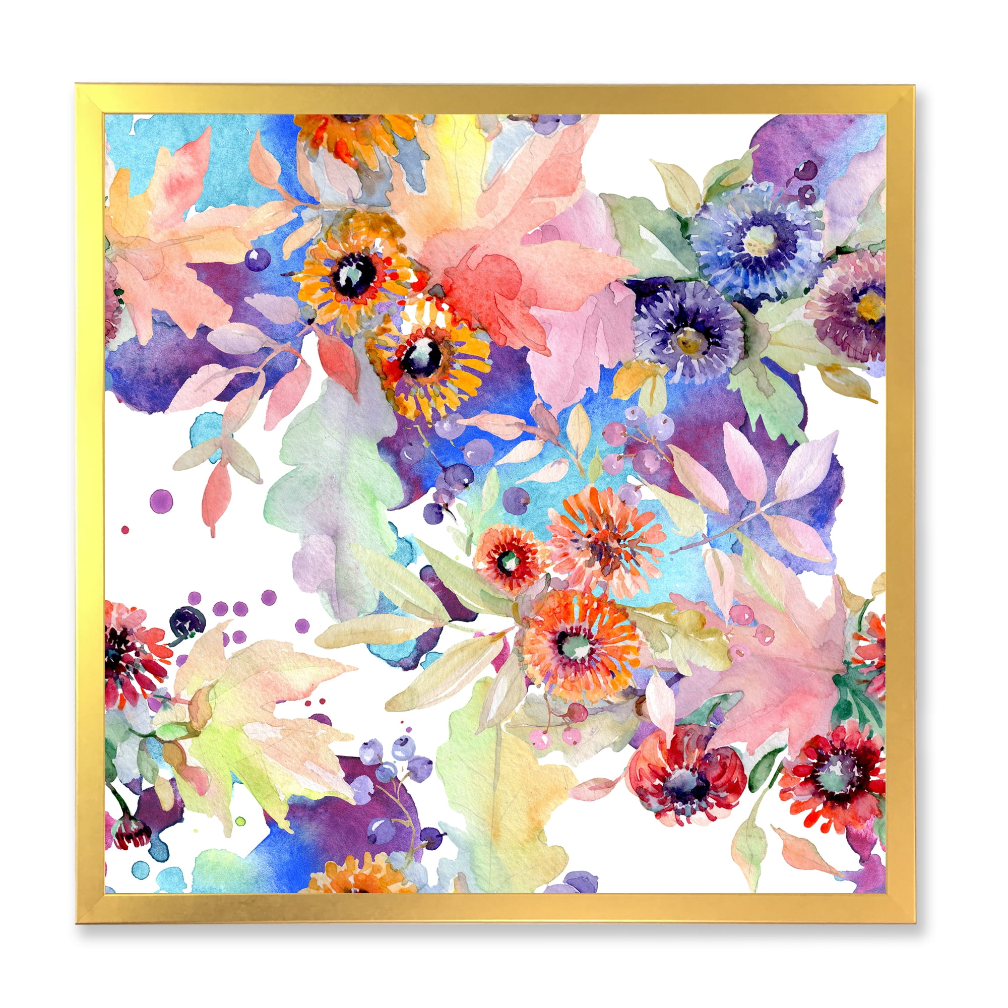 Designart 'Abstract Bouquet Floral Botanical Flowers' Modern Framed Art Print