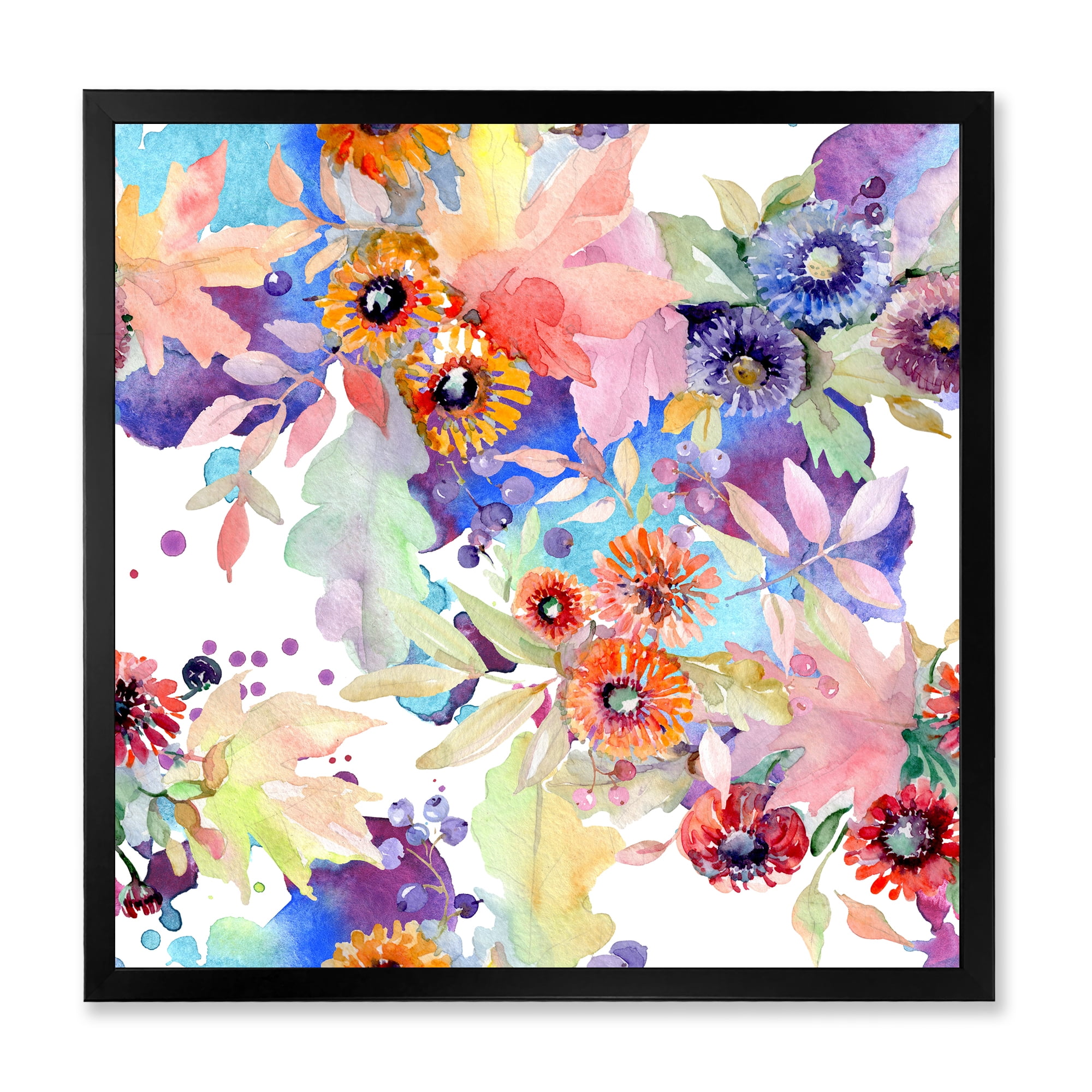 Designart 'Abstract Bouquet Floral Botanical Flowers' Modern Framed Art Print