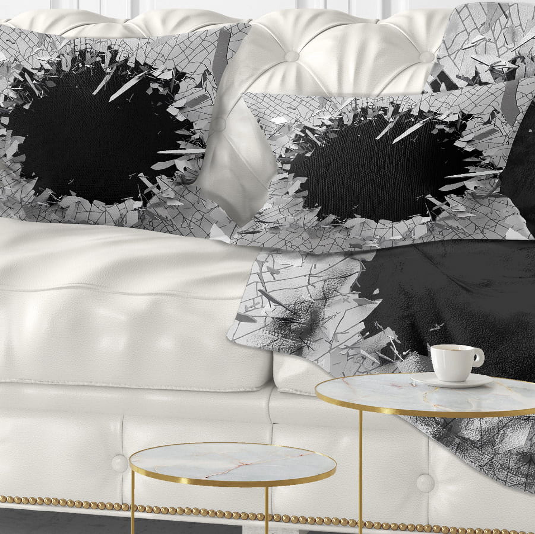 Designart Abstract Broken Wall 3D Design - Abstract Throw Pillow - 12x20