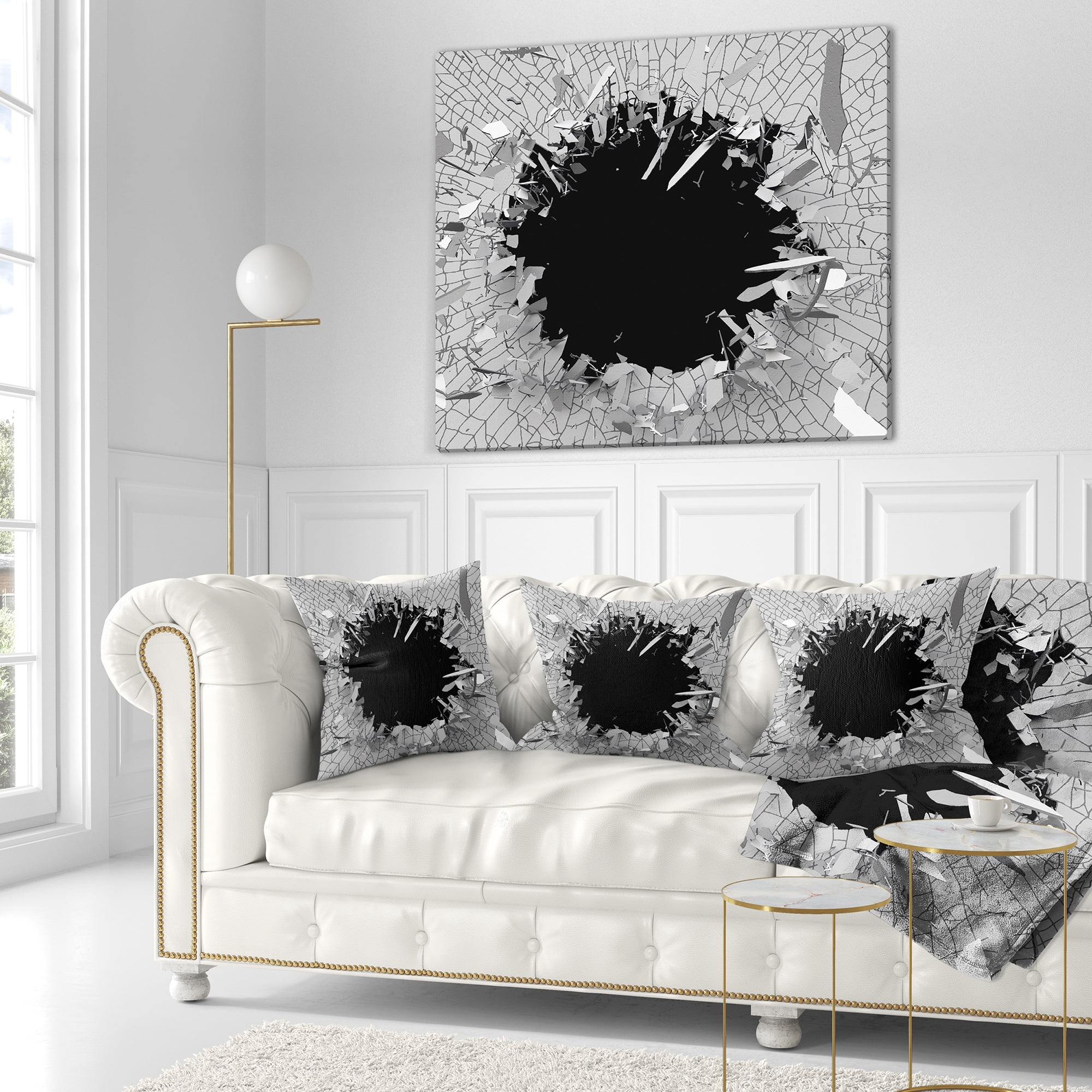 Designart Abstract Broken Wall 3D Design - Abstract Throw Pillow - 16x16