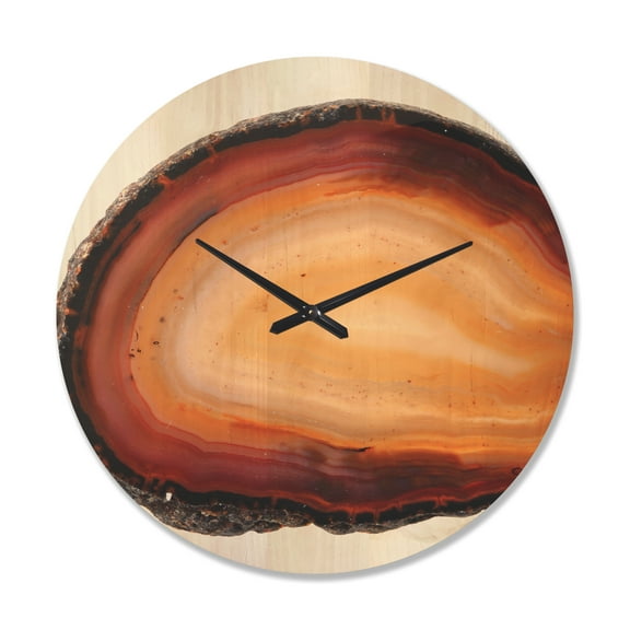 Designart 'Abstract Brown agate isolated ' Modern Wood Wall Clock