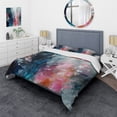 thumbnail image 1 of Designart "Abstract Burst Blue and Pink" Abstract Bedding Covert Set - Modern Blue Bed Set With 1 Shams, 1 of 6
